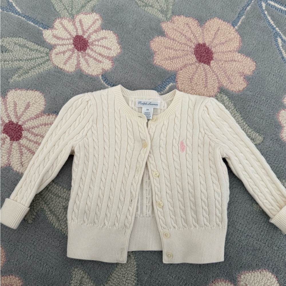 Ralph Lauren Kids Cream Cable Knit Cardigan